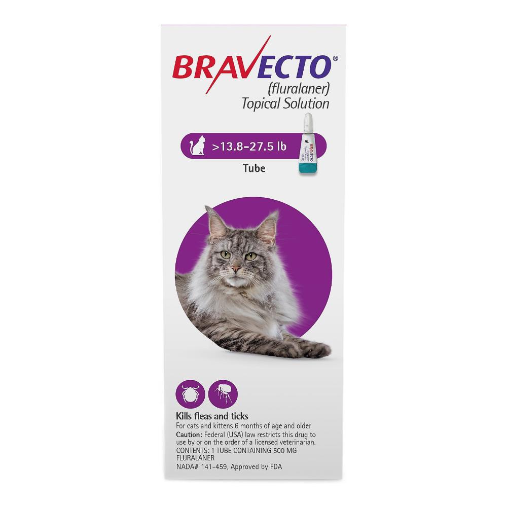 Bravecto Spot On for Large Cats 13.8 lbs - 27.5 lbs (Purple) 500 mg