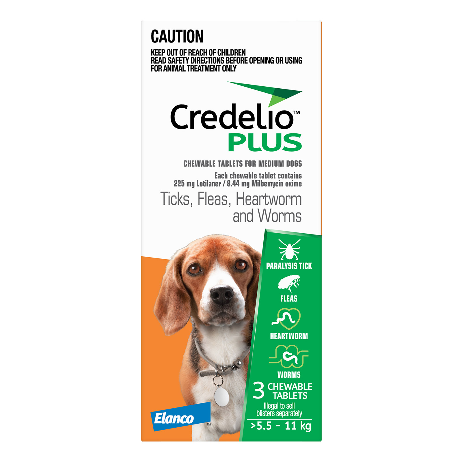 Credelio Plus For Medium Dogs 5.5-11kg Orange